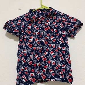 Janie and Jack Navy Blue Shirt with Red and White Patterns